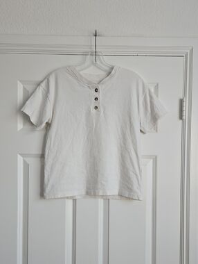 Madewell Cream Henley Short Sleeve Tee